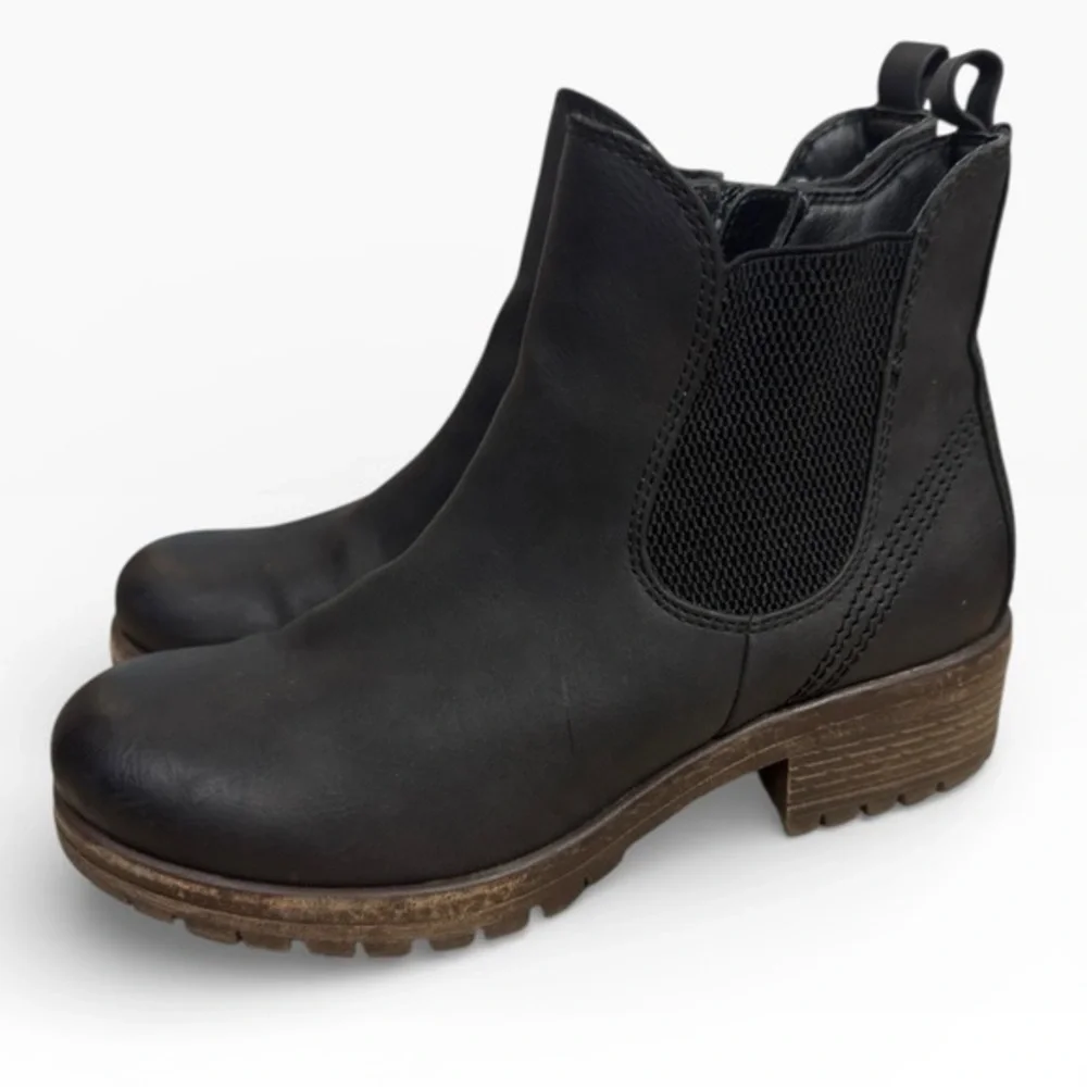 Crown Vintage Blondey Chelsea Zipped Ankle Boots Black Womens US Size 7